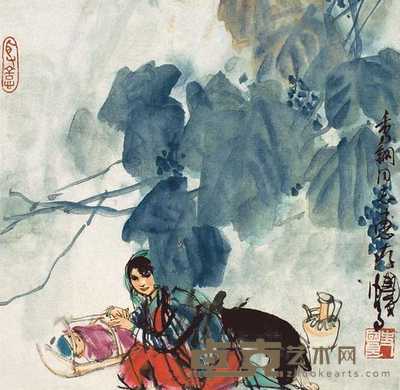 史国良 育婴图 镜心 34×34cm